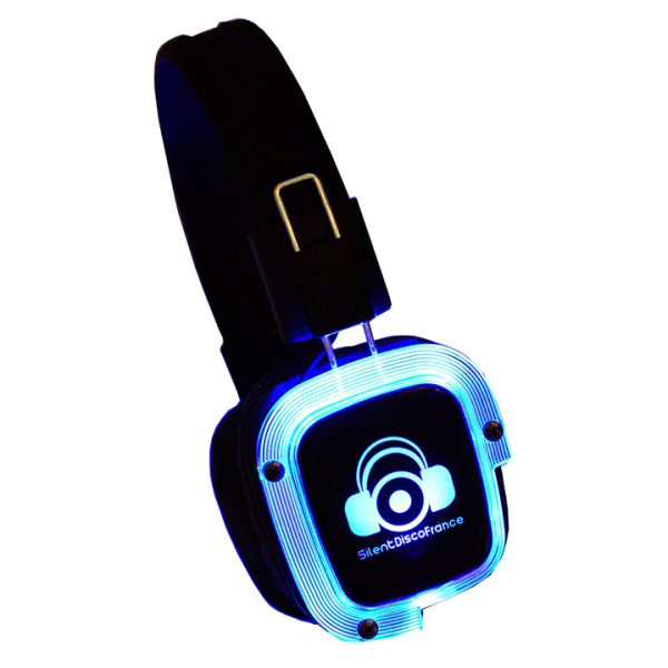 casques silent disco glow-LED bleu