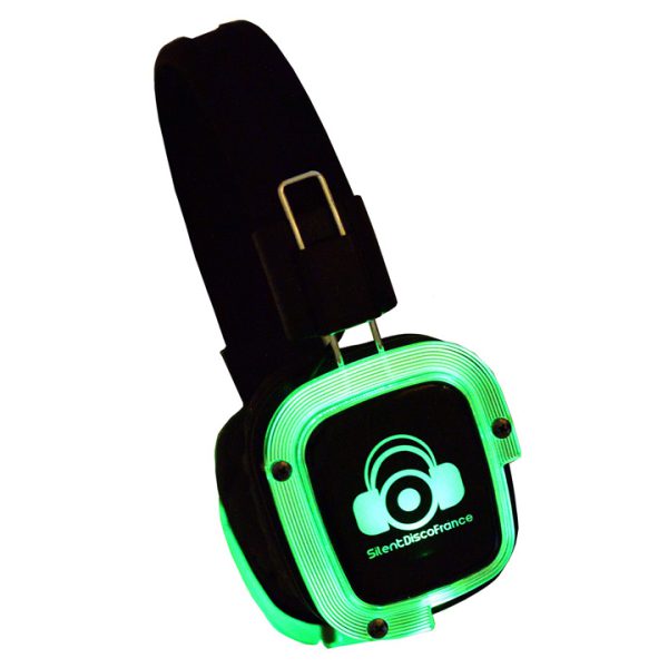 casques silent disco glow-LED vert