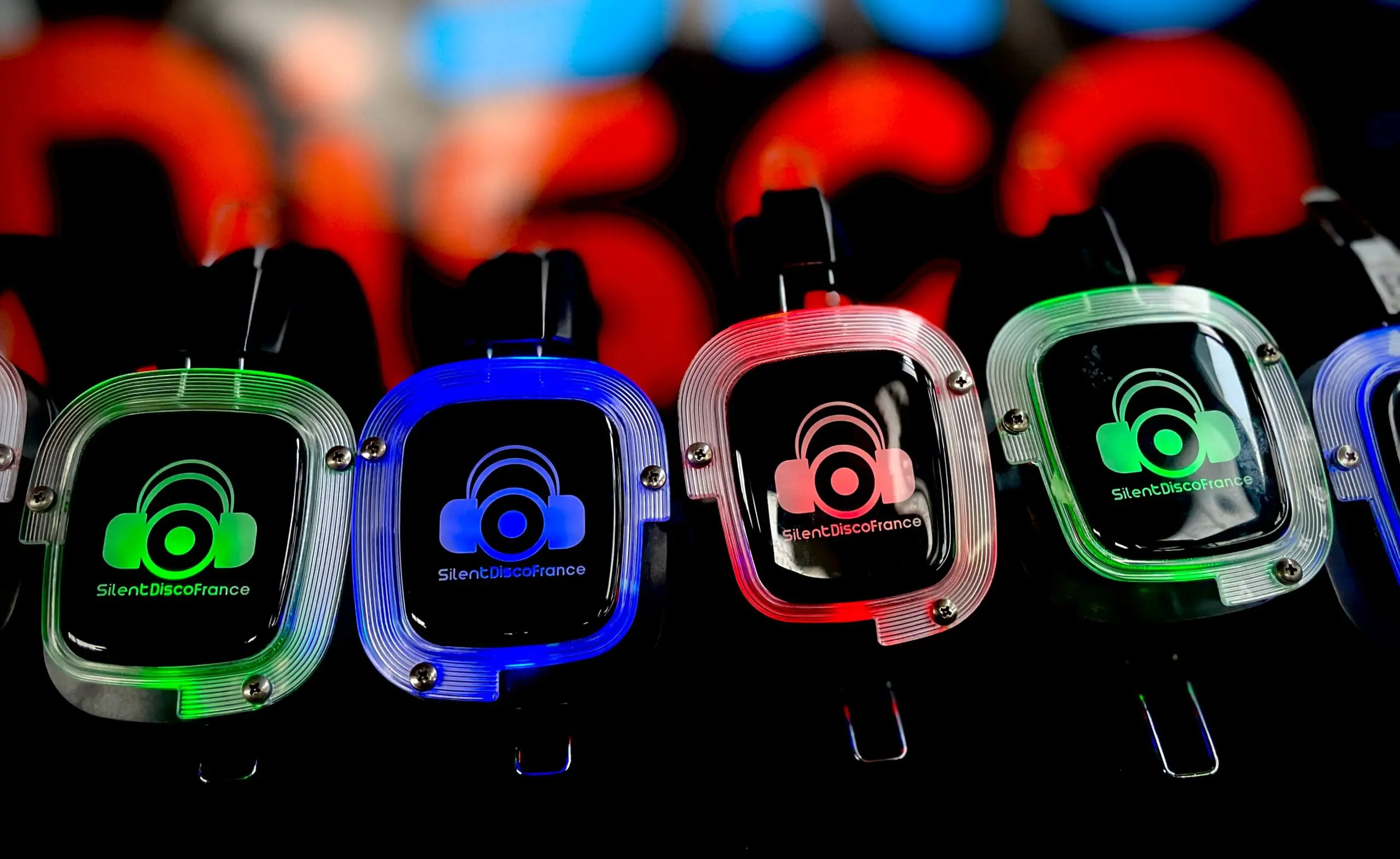 Casque silent disco GLOW LED avec éclairage LED multicolore et trois canaux audio